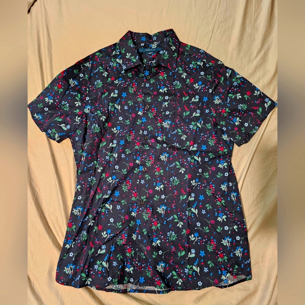 Perry Ellis Men's Whimsical Floral Print Stretch Shirt